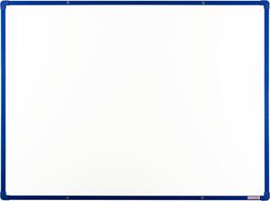 Bílá magnetická popisovací tabule s keramickým povrchem boardOK, 1200 x 900 mm, modrý rám