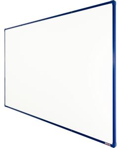 Bílá magnetická popisovací tabule s keramickým povrchem boardOK, 2000 x 1200 mm, modrý rám