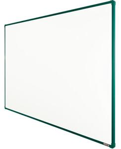 Bílá magnetická popisovací tabule s keramickým povrchem boardOK, 1800 x 1200 mm, zelený rám
