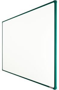 Bílá magnetická popisovací tabule s keramickým povrchem boardOK, 1500 x 1200 mm, zelený rám