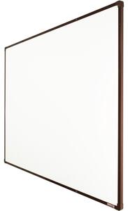 Bílá magnetická popisovací tabule s keramickým povrchem boardOK, 1500 x 1200 mm, hnědý rám