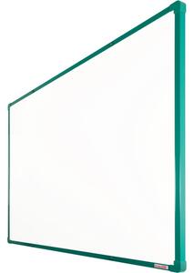 Bílá magnetická popisovací tabule s keramickým povrchem boardOK, 1200 x 900 mm, zelený rám