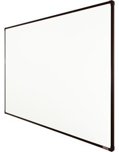 Bílá magnetická popisovací tabule s keramickým povrchem boardOK, 1800 x 1200 mm, hnědý rám