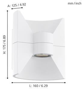 Eglo 93367 -LED Venkovní nástěnné svítidlo REDONDO Bílá 2xLED-SMD/2,5W/230V IP44