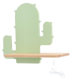 LED Dětské nástěnné svítidlo s poličkou CACTUS LED/4W/230V zelená/dřevo