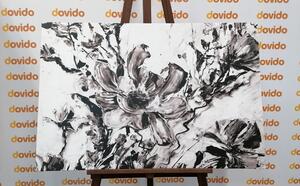Obraz malované květiny léta v černobílém provedení