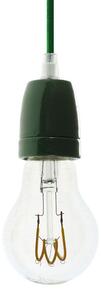 Objímka na žárovku s kabelem a rozetou Porcelain Color E27 Barva: zelená, Žárovka: bez žárovky
