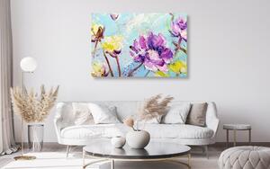 Obraz malované fialové a žluté květy Varianta: 60x40