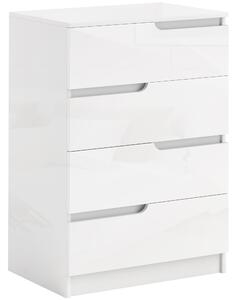 HOMCOM Komoda se 4 zásuvkami, Skříňka pro obývací pokoj a ložnici, Leskle bílá 60 x 40 x 85 cm | Aosom