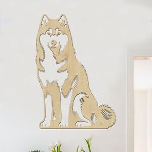 Dřevěný obraz psa Husky | Rozměry (cm): 24x40 | Zvolte barvu dekoru: Javor