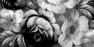 Obraz svět květin v černobílém provedení