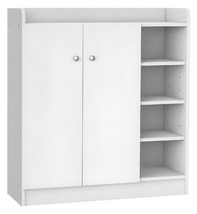 HOMCOM Skříň na boty Regál na boty Úložný kabinet Skládací kabinet 2 dveře 4 oddíly Bílá 83 x 30 x 90 cm | Aosom