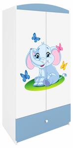 KOCOT KIDS Šatní skříň - BABYDREAMS, matná bílá/modrá, různé motivy na výběr Motiv: slon