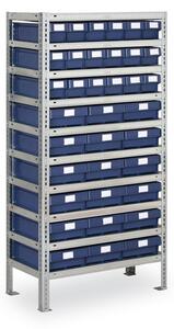 Regál s plastovými boxy MAX - 1600 x 400 x 800 mm, 18x B, 18x E