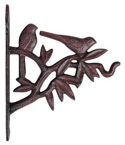 Litinový držák na květináč Birds, 18x22,5 cm, hnědá