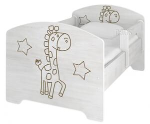 NELLYS Dětská postel Žirafka STAR v barvě norské borovice + matrace zdarma