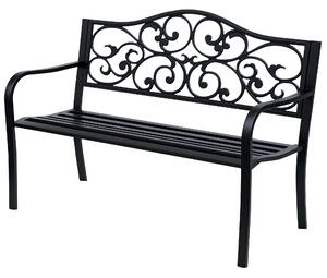Outsunny 2-místná zahradní lavička s rozkládacím stolem, nosnost 240 kg, zahradní nábytek pro terasu a venkovní prostory 150x58.5x90 cm Černá | Aosom