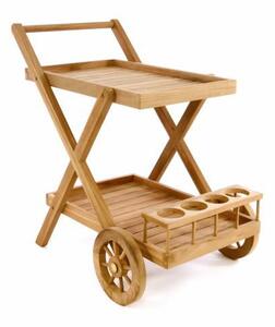 Divero 56087 Servírovací vozík z teakového dřeva