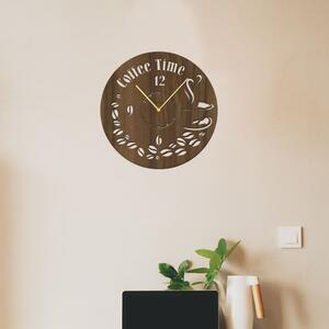 Dřevo života | Nástěnné hodiny COFFEE TIME | Barva: Ořech | Velikost hodin: 40x40