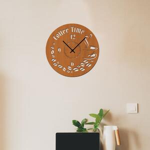 Dřevo života | Nástěnné hodiny COFFEE TIME | Barva: Ořech | Velikost hodin: 35x35
