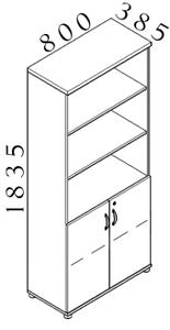 NABYTEK-DESIGNOVY.CZ - Kancelářská skříň KOMFORT, 80×38,5×183,5 cm, dveře 2/5, kaštan/šedá – S582 07