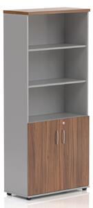 NABYTEK-DESIGNOVY.CZ - S582 19 - Kancelářská skříň Komfort, 80x38,5x183,5 cm, dveře 2/5 , ořech/šedá