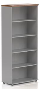 NABYTEK-DESIGNOVY.CZ - Kancelářský regál KOMFORT, 80×38,5×183,5 cm, bez dveří, ořech/šedá – S580 19