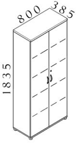 NABYTEK-DESIGNOVY.CZ - Kancelářská skříň KOMFORT, 80×38,5×183,5 cm, dveře 5/5, kaštan/šedá – S585 07