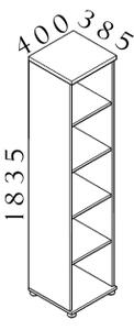 NABYTEK-DESIGNOVY.CZ - Kancelářský regál KOMFORT, 40×38,5×183,5 cm, bez dveří, calvados – S540 03