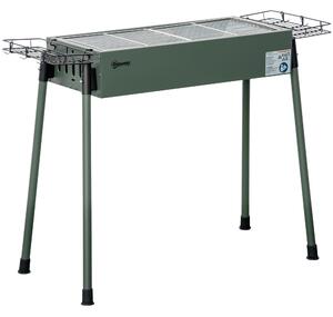 Outsunny Surový Gril z Nerezové Oceli BBQ Kouřák s Grilovací Mřížkou, Zahradní Gril pro BBQ Kempování, Terasu, Zahradu 94 x 39 x 70 cm | Aosom