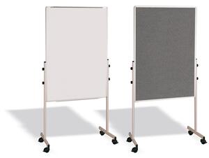 Mobilní kombinovaná tabule, bílá magnetická/šedá textilní, 700x1200 mm