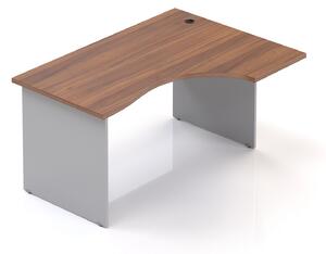 NABYTEK-DESIGNOVY.CZ - BKA18 19 - Kancelářský rohový pravý stůl Komfort, dřevěná podnož, 140x70/100x76 cm, ořech/šedá