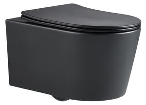 WC závěsné SAT Brevis včetně prkénka softclose, 48 cm, černý SATBRE010RREXPBKM
