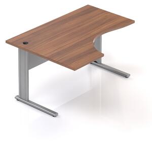 NABYTEK-DESIGNOVY.CZ - BPR19 19 - Kancelářský stůl rohový levý Komfort, kovová podnož, 140x70/100x76 cm, ořech/šedá