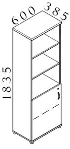 NABYTEK-DESIGNOVY.CZ - Kancelářská skříň KOMFORT, 60×38,5×183,5 cm, dveře 2/5, buk – S562 11
