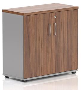 NABYTEK-DESIGNOVY.CZ - SB282 19 - Kancelářský regál Komfort, 80x38,5x76 cm, dveře 2/2 , ořech/šedá