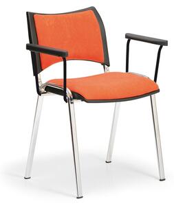 Konferenční židle SMART, chromované nohy, s područkami, oranžová