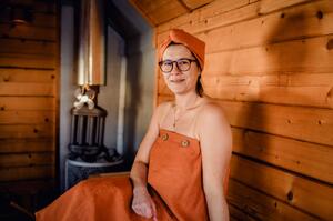 Nelly Dámská saunová sada - oranžová - kilt, žíňka, čelenka, gumička, turban