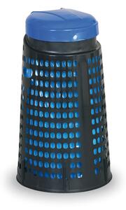 Plastový odpadkový koš na 120 L pytle, černý, modré víko