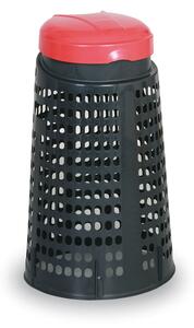 Plastový odpadkový koš na 120 L pytle, černý, červené víko