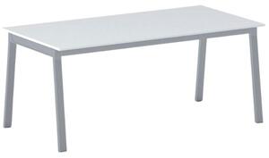 Jednací kancelářský stůl PRIMO BASIC, 180x90 cm, šedostříbrná podnož, bílá