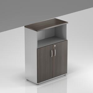 NABYTEK-DESIGNOVY.CZ - Kancelářská skříň KOMFORT, 80×38,5×113 cm, dveře 2/3, kaštan/šedá – S382 07