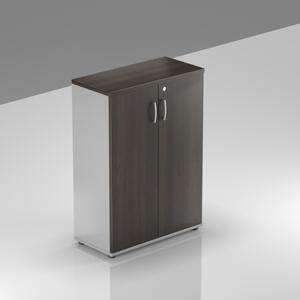 NABYTEK-DESIGNOVY.CZ - Kancelářská skříň KOMFORT, 80×38,5×113 cm, dveře 3/3, kaštan/šedá – S383 07
