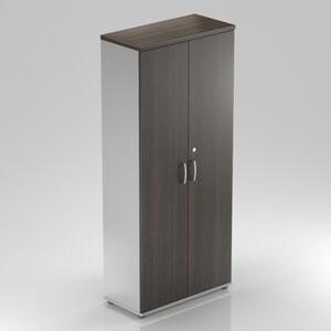 NABYTEK-DESIGNOVY.CZ - Kancelářská skříň KOMFORT, 80×38,5×183,5 cm, dveře 5/5, kaštan/šedá – S585 07