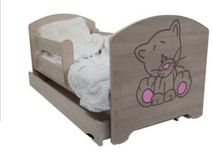 Dětská postel Kočka růžová - barva Dub Sonoma