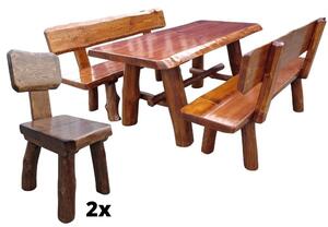 Dřevěný zahradní nábytek z masivu Obří Důl 2m pro 8 osob se 2 židlemi oranžový