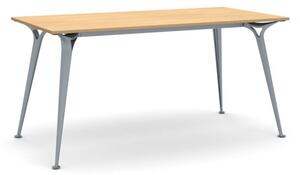 Kancelářský stůl PRIMO ALFA, šedostříbrná podnož, 1600 x 800 mm, buk