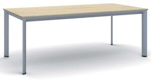 Kancelářský stůl PRIMO INVITATION, šedostříbrná podnož 2000 x 1000 mm, dub přírodní