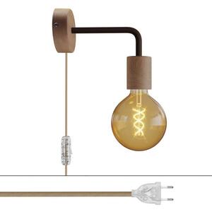 Dřevěná nástěnná lampa s vypínačem na kabelu a ramenem Spostaluce Wood Barva: přírodní dřevo - matná bíla, Žárovka: bez žárovky
