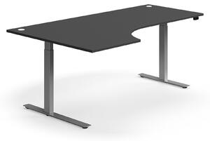 AJ Produkty Výškově nastavitelný stůl FLEXUS, rohový, 2000x1200 mm, stříbrná podnož, šedá